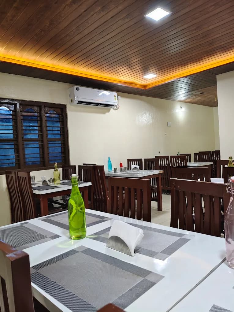 Spacious family dining area inside Bharathi Kitchen